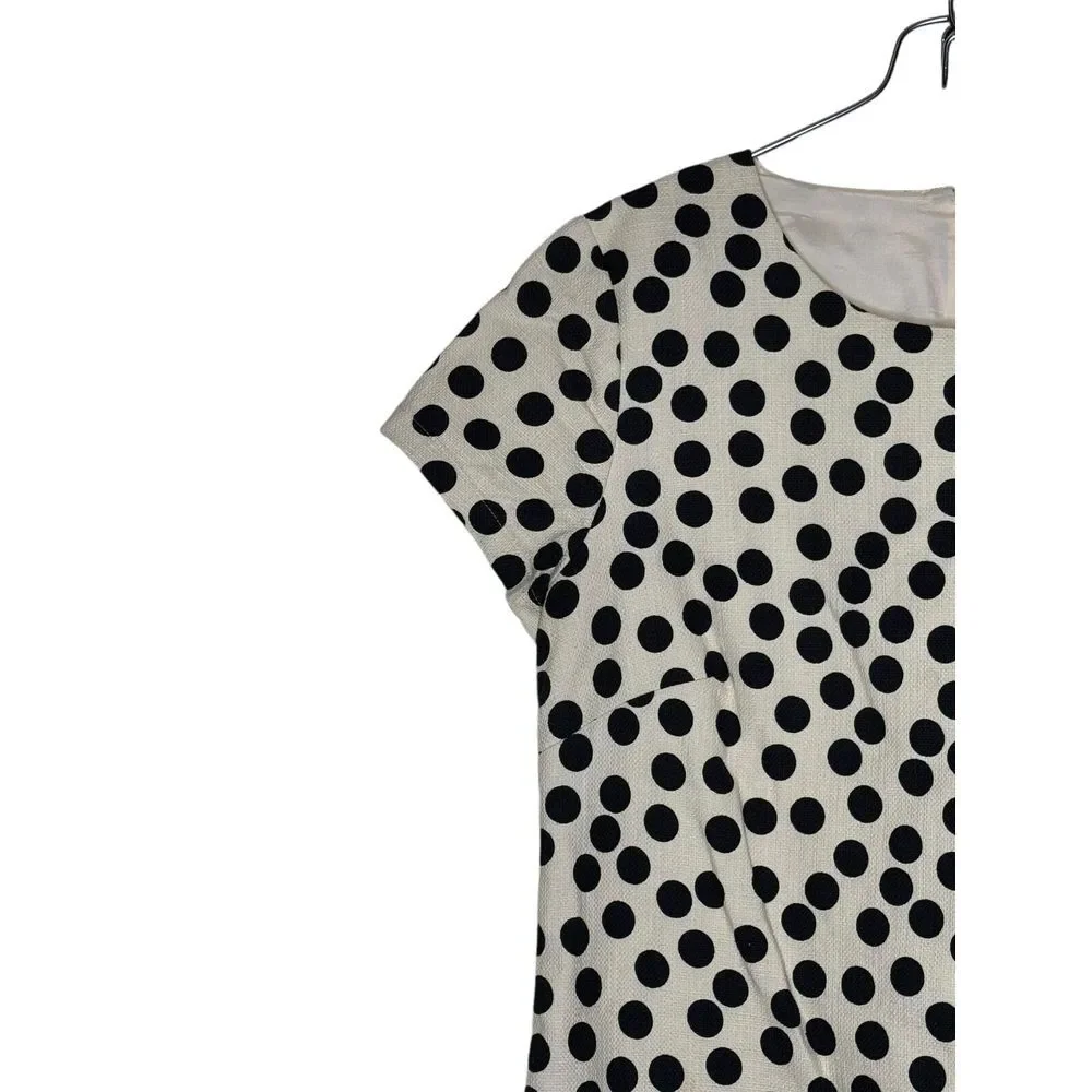 J.Crew Women's Shift Dress Polka Dot Pockets Pullover Cotton Modal‎ Woven Sz. 2